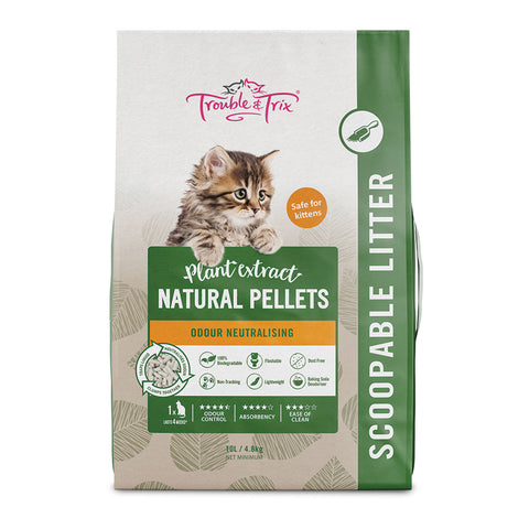Trouble & Trix Odour Neutralising Natural Pellets Cat Litter 10L / 4.8kg