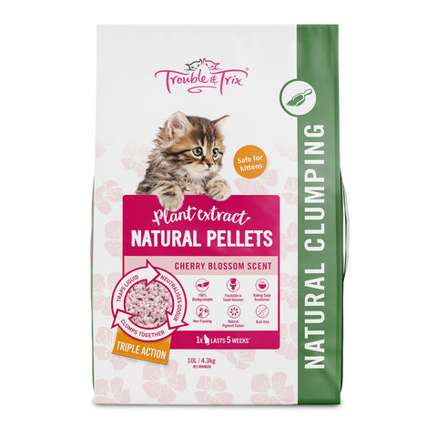 Trouble & Trix Cherry Blossom Scent Natural Pellets Cat Litter 10L / 4.3kg