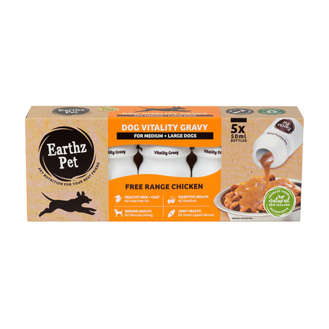 Earthz Pet Free Range Chicken Vitality Gravy for Medium & Large Dogs 5x50ml