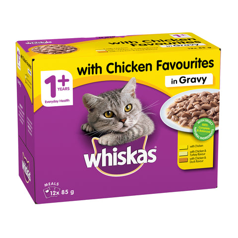 Whiskas Chicken Favourites in Gravy Adult Wet Cat Food 12x85g
