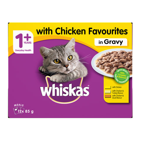 Whiskas Chicken Favourites in Gravy Adult Wet Cat Food 12x85g