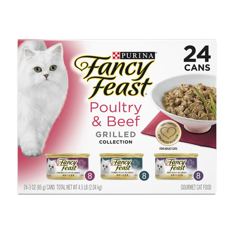 Fancy Feast Grilled Poultry & Beef Collection Variety Adult Wet Cat Food 24x85g