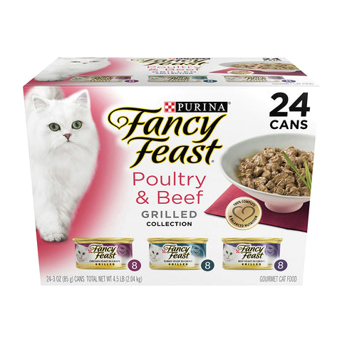 Fancy Feast Grilled Poultry & Beef Collection Variety Adult Wet Cat Food 24x85g