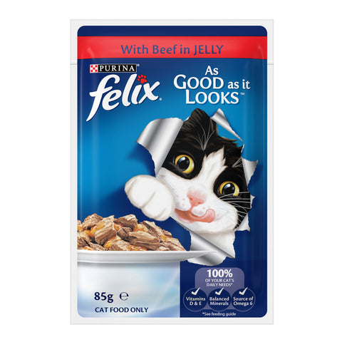 Felix Meat Menus in Jelly Adult Wet Cat Food Pouches 12x85g
