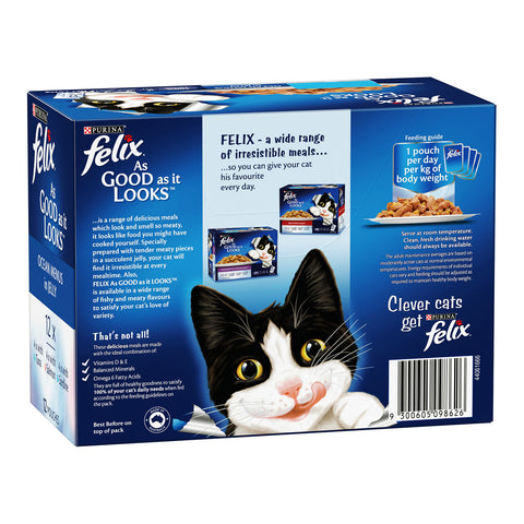 Felix Ocean Menus in Jelly Adult Wet Cat Food Pouces 12x85g