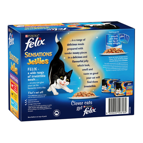 Felix Sensations Jellies Favourites Menu Adult Wet Cat Food Pouches 12x85g