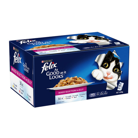 Felix Mixed Selection in Jelly Adult Wet Cat Food Pouches 36x85g
