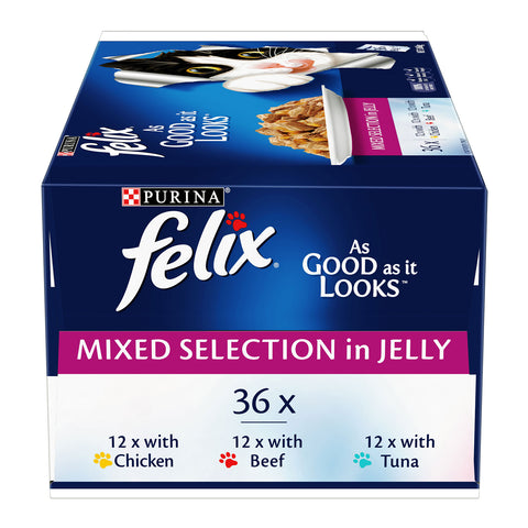 Felix Mixed Selection in Jelly Adult Wet Cat Food Pouches 36x85g