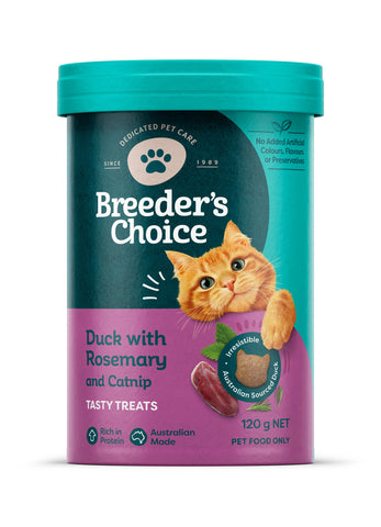 Breeders Choice Duck with Rosemary & Catnip Tasty Cat Treats 120g