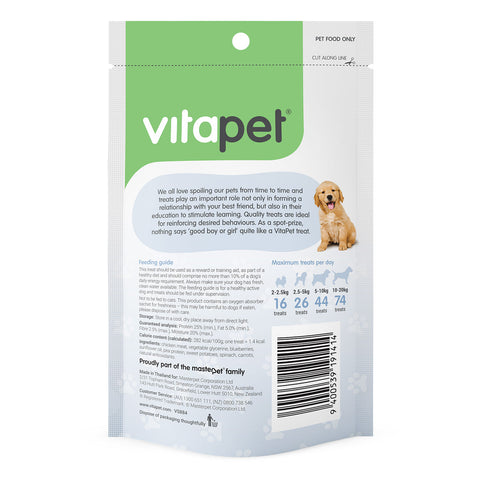 VitaPet Chicken with Sweet Potatoes & Blueberries Pocket Rewards Dog Treats 70g