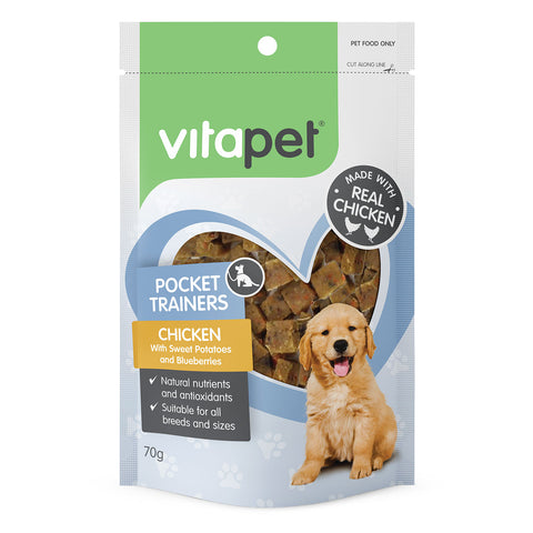 VitaPet Chicken with Sweet Potatoes & Blueberries Pocket Rewards Dog Treats 70g