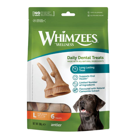 WHIMZEES Occupy Antlers Dental Dog Treats Large 6pk