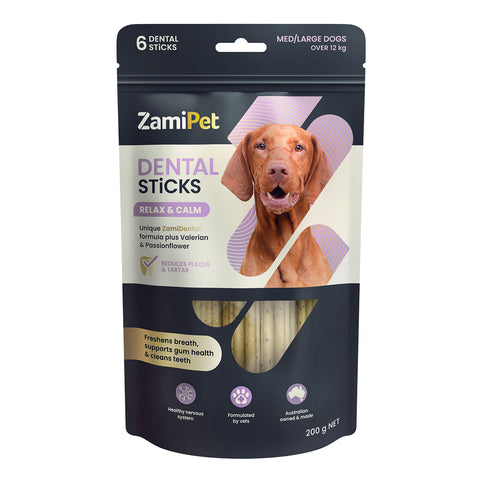 ZamiPet Dental Sticks Relax & Calm Dog Treats Medium/Large 6pk