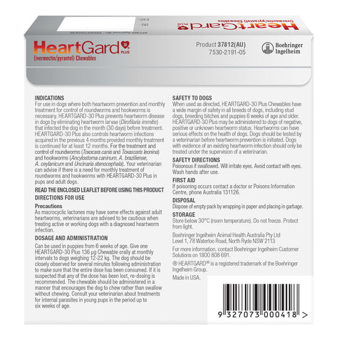 HeartGard Plus Heartworm Chews For Dogs 12-22kg Green 6 Pack