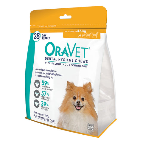 OraVet Dental Hygiene Chews For Extra Small Dogs 0-4.5kg 28 Pack