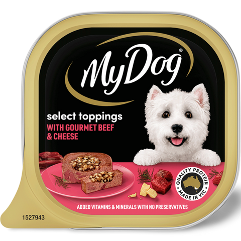 MyDog Select Toppings with Gourmet Beef & Cheese Wet Dog Food 12x100g