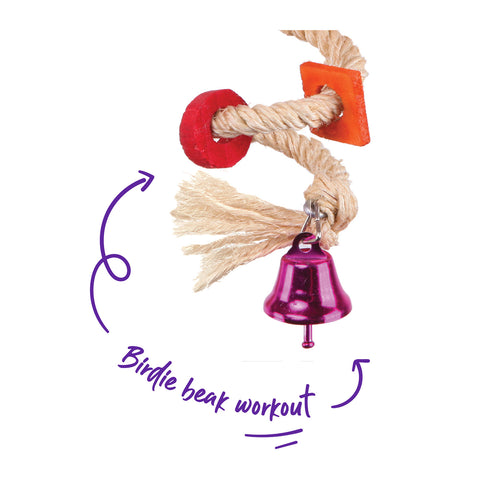 Kazoo Sisal Rope & Bell Bird Toy