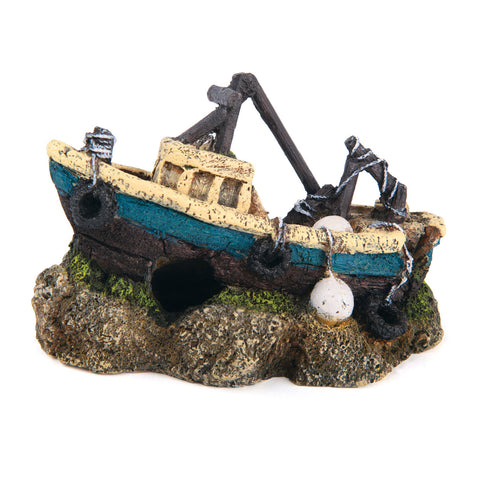 Kazoo Mini Trawler Shipwreck Fish Tank Ornament