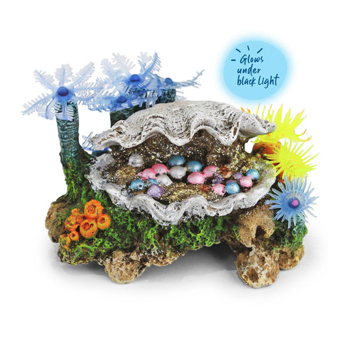 Kazoo White Clam with Soft Coral & Plants Fish Tank Ornament