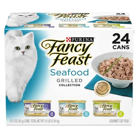 Fancy Feast Grilled Seafood Collection Variety Adult Wet Cat Food 24x85g