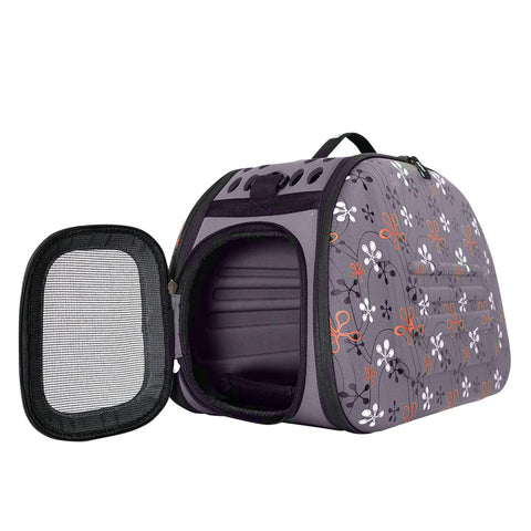 Ibiyaya Collapsible Travelling Shoulder Pet Carrier Grey Flower