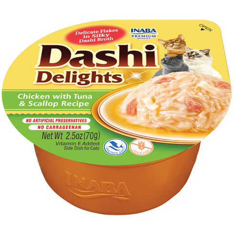 Inaba Churu Dashi Delights Chicken, Tuna & Scallop Cat Treats 70g x 6