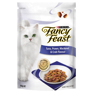 Fancy Feast Classic Recipes Tuna, Prawn, Mackerel & Crab Adult Dry Cat Food 450g
