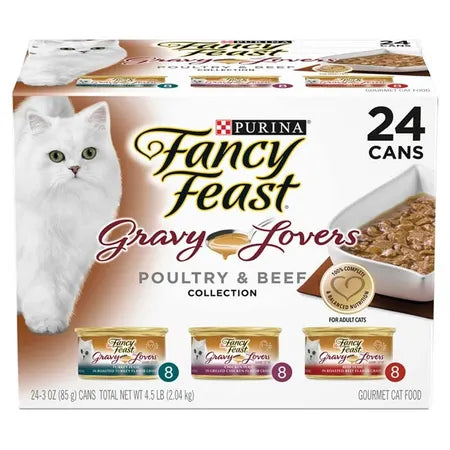 Fancy Feast Gravy Lovers Poultry & Beef Collection Variety Adult Wet Cat Food 24x85g