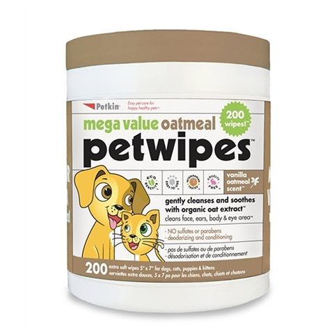 Petkin Mega Value Oatmeal Pet Wipes 200pk