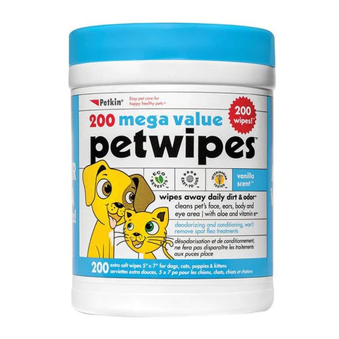 Petkin Mega Value Vanilla Scent Pet Wipes 200pk