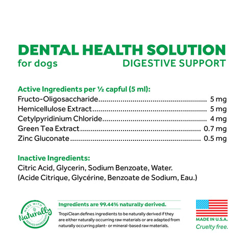 Tropiclean Fresh Breath Dental Health Solution + Digestive Support for Dogs 473ml