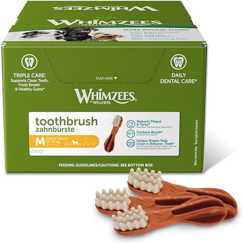 Whimzees Toothbrush Bulk Box Dental Dog Treats Medium 75pk