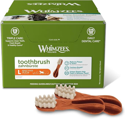 Whimzees Toothbrush Bulk Box Dental Dog Treats Large 30pk