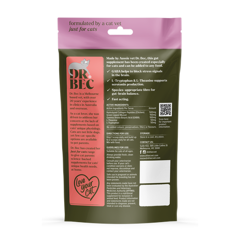 Dr Bec Anxiety + Health Support Veterinary Formulated Cat Supplement 60g