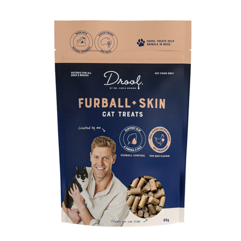Drool By Dr Chrs Brown Furball + Skin Cat Treats 60g
