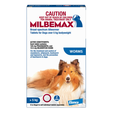 Milbemax All Wormer Tablet for Dogs 5-25kg 2 Pack