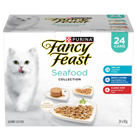 Fancy Feast Seafood Collection Variety Adult Wet Cat Food 24x85g