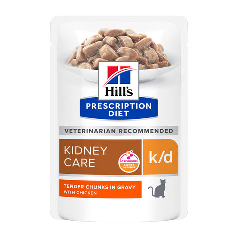 Hill's Prescription Diet K/D Kidney Care Chicken Wet Cat Food Pouches 12x85g