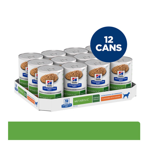 Hill's Prescription Diet Metabolic Weight Loss & Maintenance Chicken Flavour Canned Dog Food 12x370g