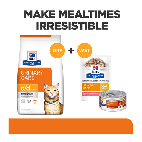 Hill's Prescription Diet C/D Multicare Urinary Care Chicken Wet Cat Food Pouches 12x85g