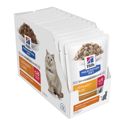 Hill's Prescription Diet C/D Multicare Stress Urinary Care Chicken Wet Cat Food Pouches 12x85g
