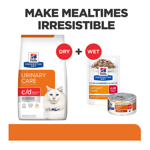 Hill's Prescription Diet C/D Multicare Stress Urinary Care Chicken Wet Cat Food Pouches 12x85g