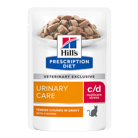 Hill's Prescription Diet C/D Multicare Stress Urinary Care Chicken Wet Cat Food Pouches 12x85g