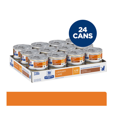 Hill's Prescription Diet C/D Multicare Stress Urinary Care Chicken & Vegetable Canned Cat Food 24x82g