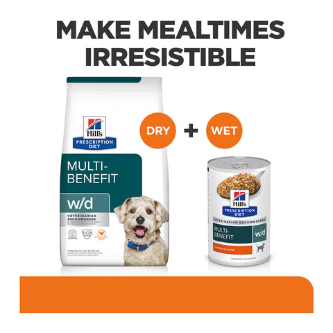 Hill's Prescription Diet W/D Multi-Benefit Chicken Flavour Canned Dog Food 12x370g