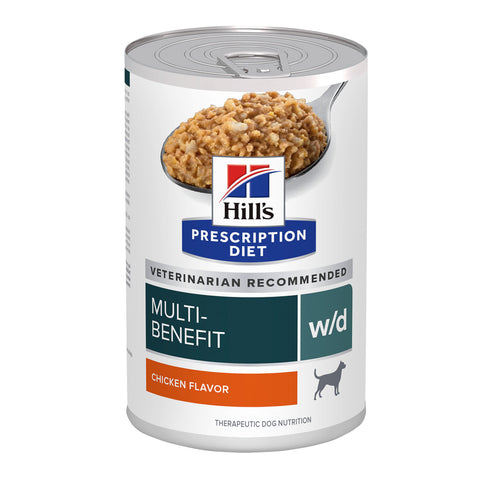Hill's Prescription Diet W/D Multi-Benefit Chicken Flavour Canned Dog Food 12x370g