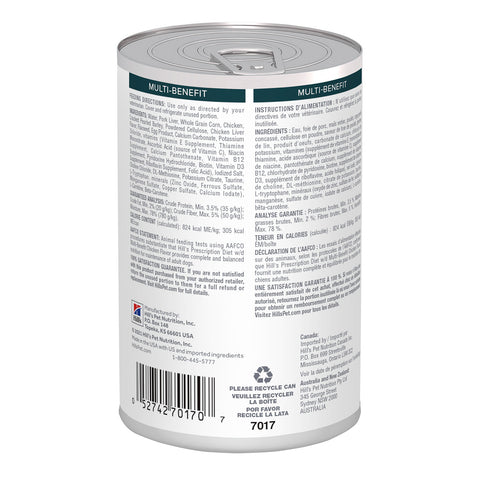 Hill's Prescription Diet W/D Multi-Benefit Chicken Flavour Canned Dog Food 12x370g