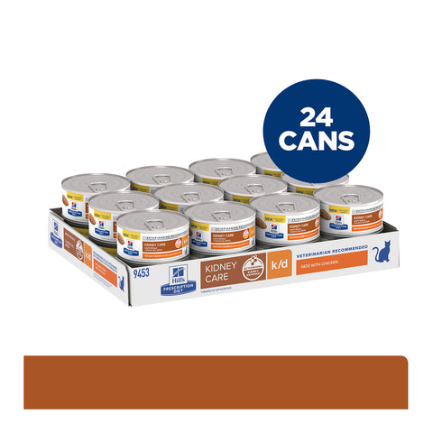 Hill's Prescription Diet K/D Kidney Care Chicken Pate Canned Cat Food 24x156g