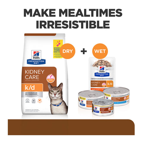 Hill's Prescription Diet K/D Kidney Care Chicken Pate Canned Cat Food 24x156g
