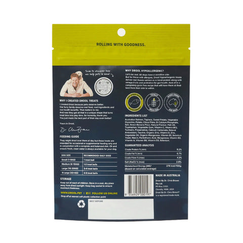 Drool By Dr Chris Brown Hypoallergenic Salmon Dog Treats 110g